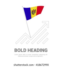 Moldova Flag with analytics graph up, Bold heading and place for text template