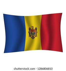 Moldova flag background with cloth texture. Moldova Flag vector illustration eps10. - Vector