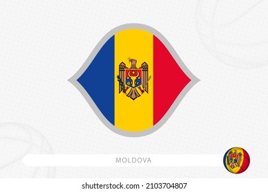 Moldova flag for basketball competition on gray basketball background. Sports vector illustration.