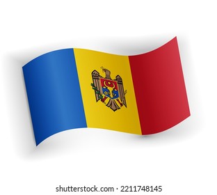 Moldova flag bended and lying on white background