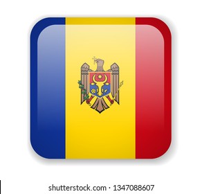 Moldova flag bright square icon. Vector Illustration
