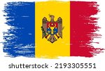 Moldova flag with brush paint textured  on  white background