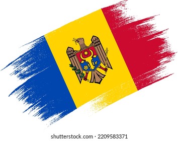 Bandera de Moldavia con pintura de pincel texteada en fondo blanco