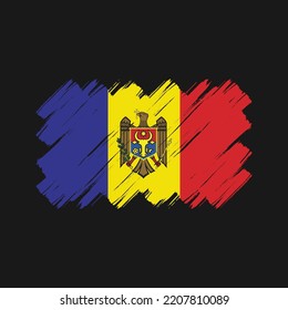Moldova flag brush strokes painted collection