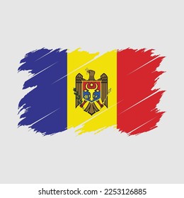 Moldova Flag Brush Vector Illustration