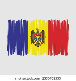 Moldawien-Flagge - Vektorgrafik mit Pinselstrich