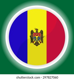 Moldova flag button on green background
