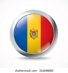 Moldova flag button - vector illustration