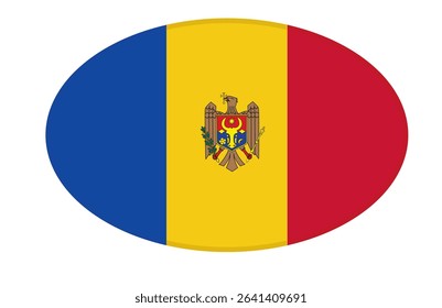 Moldova flag ellipse shaped. vector	
