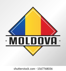 Moldova Flag Emblema. Vector Design National. Illustration Country Symbol. Insignia Banner Logo.