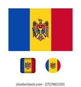 Colección de iconos planos de bandera de Moldavia