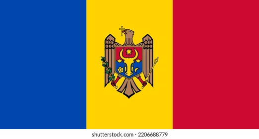 Moldova flag flying on white background