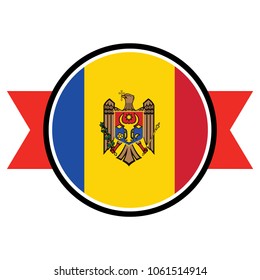 Moldova flag in glossy round button of icon. 
flag logo of Moldova emblem isolated on white background, Moldova national concept sign, Vector illustration.