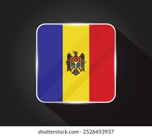 Moldova flag glossy square icon illustration 