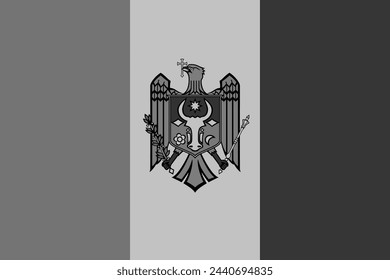 Bandera de Moldavia - ilustración vectorial monocromática en escala de grises. Bandera en blanco y negro