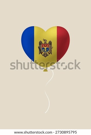 Moldova flag heart balloon floating against a plain background, a vector illustration symbolizing national pride and love..