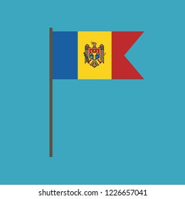 Moldova flag icon in flat design. Independence day or National day holiday concept.