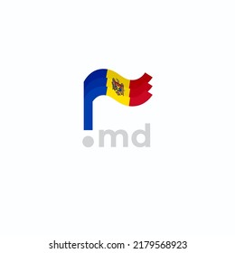 Moldova flag icon. Original simple design of the moldavian flag, map marker. Design element, template national poster with md domain. State patriotic banner of moldova. Vector illustration
