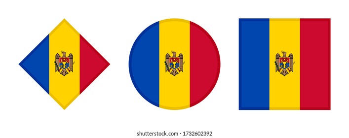 moldova flag icon set, isolated on white background