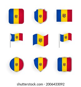 Iconos de la bandera de Moldavia con diseño elegante