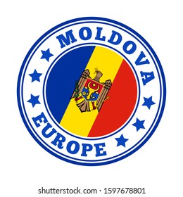 Moldova flag logo with 'Moldova Europe' text and stars in a circular design.