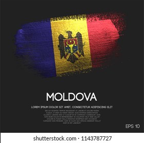 Moldova Flag Made of Glitter Sparkle Brush Paint Vector