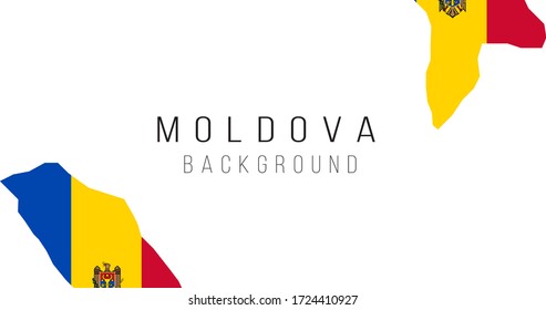 Moldova flag map background. The flag of the country in the form of borders. Stock vector illustration isolated on white background.