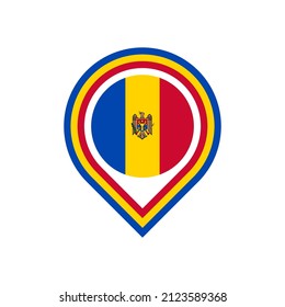 moldova flag map pin icon. isolated on white background