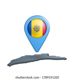 Anclaje del mapa de la bandera de Moldavia en blanco
