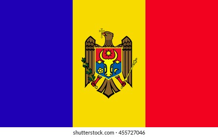 Moldova flag, official colors and proportion correctly. National Monaco flag. Vector illustration. EPS10.