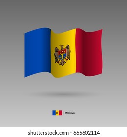Moldova flag. Official colors and proportion correctly. High detailed vector illustration. 3d and isometry. EPS10