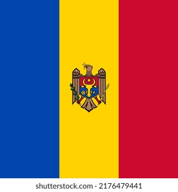 Bandera de Moldavia, colores oficiales. Ilustración vectorial.