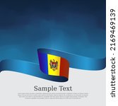 Moldova flag on blue white background. Wavy ribbon with moldavian flag. Vector tricolor banner design, moldova national poster. Cover for business booklet. State patriotic, flyer, brochure
