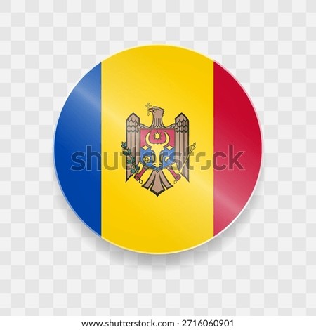 Moldova flag on button shining glass