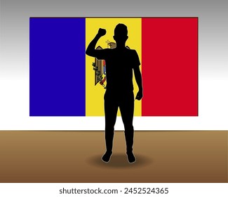 Moldova flag paper texture, single-piece element, vector design, Moldova flag taped on wall, decoration or celebration idea