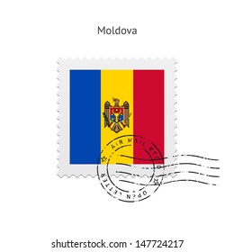 Moldova Flag Postage Stamp on white background. Vector illustration.