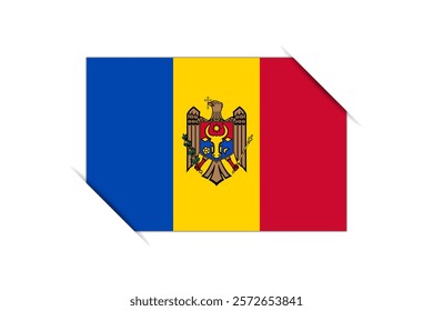 Moldova flag - rectangle colorful flag representing a country cultural identity and heritage. The essence of national pride and unity. Attached by the corners in a paper album