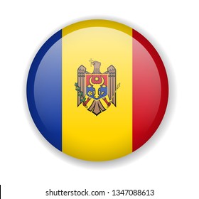 Moldova flag round bright icon vector Illustration