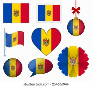 Moldova flag set of 8 items vector