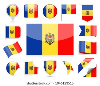 Moldova Flag Set - Vector Illustration