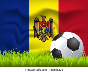 Moldova flag and soccer ball