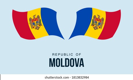 Moldova flag state symbol isolated on background national banner. Greeting card National Independence Day of the Republic of Moldova. Illustration banner with realistic state flag.