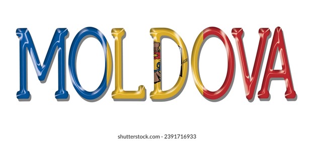 Tipo de letra del texto del indicador MOLDOVA, fondo coloreado del indicador MOLDOVA 3D, ilustración vectorial del indicador MOLDOVA