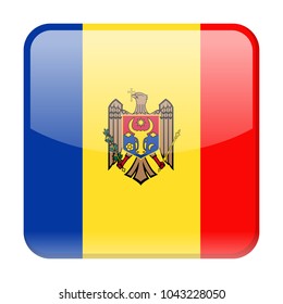 Moldova Flag Vector Square Icon - Illustration