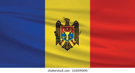 Moldova flag waving with wind effect