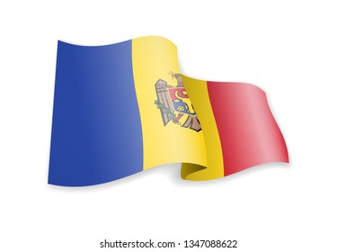 Moldova flag in the wind. Flag on white background vector illustration
