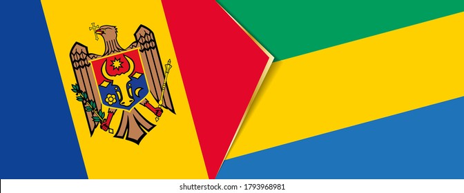 Moldova and Gabon flags, two vector flags symbol of relationship or confrontation.