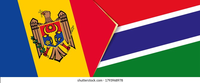 Banderas de Moldavia y Gambia, dos banderas vectoriales símbolo de relación o enfrentamiento.