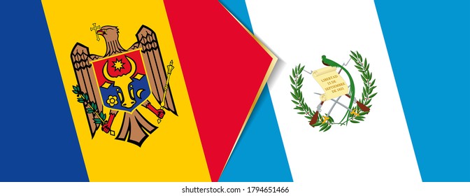 Moldova and Guatemala flags, two vector flags symbol of relationship or confrontation.