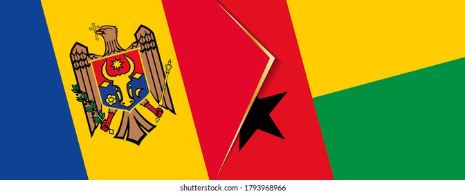 Moldova and Guinea-Bissau flags, two vector flags symbol of relationship or confrontation.